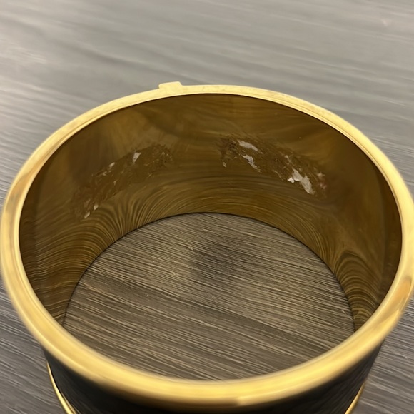 Vince Camuto Gold and Faux Leather Snake Skin Bangle Bracelet - Picture 5 of 7